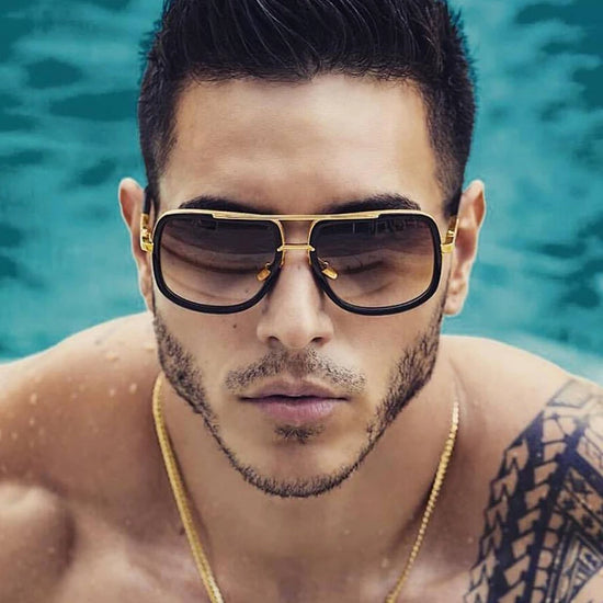 Oversized Square Metal Sunglasses - Retro Fashion Eyewear