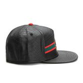 Black Leather Snapback Cap