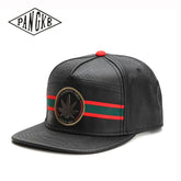 Black Leather Snapback Cap