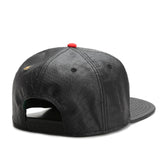 Black Leather Snapback Cap
