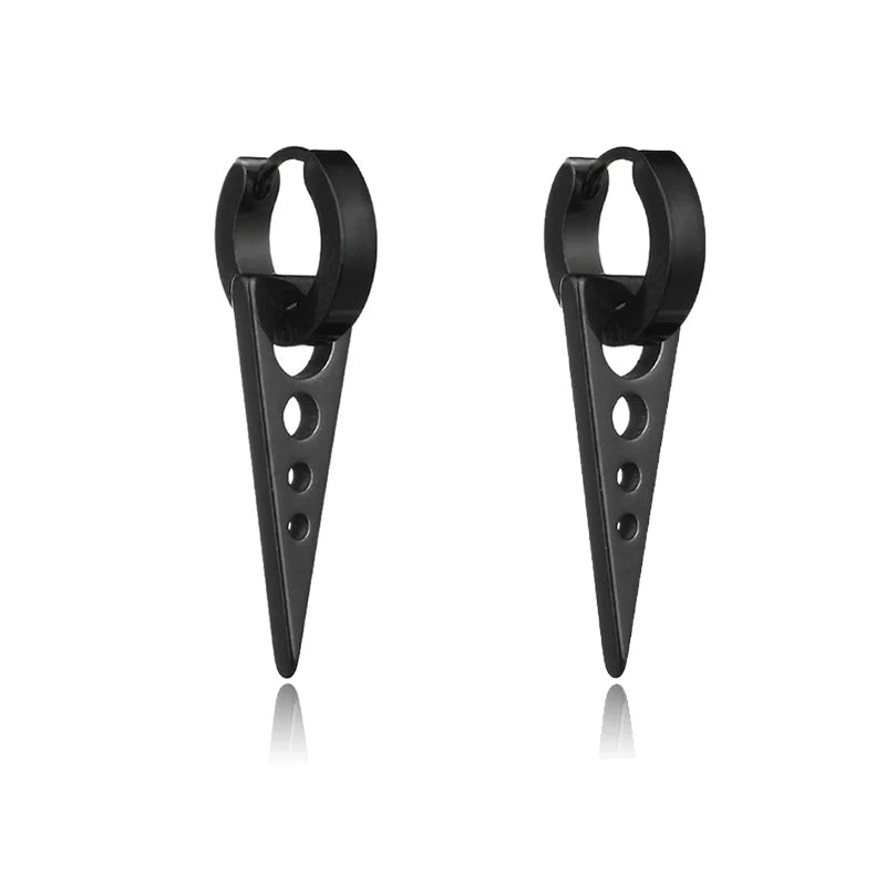 Black Stainless Steel Stud Earrings - Punk Gothic Unisex Pair