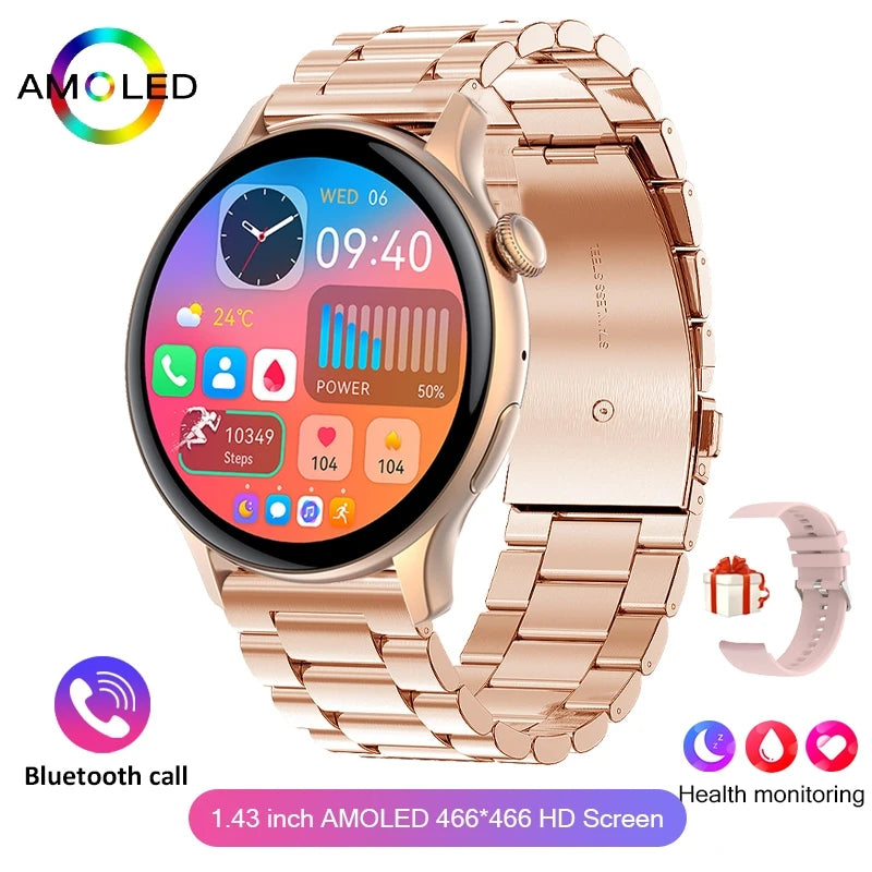 AMOLED NFC Smart Watch for Women - Bluetooth Call Health Monitor