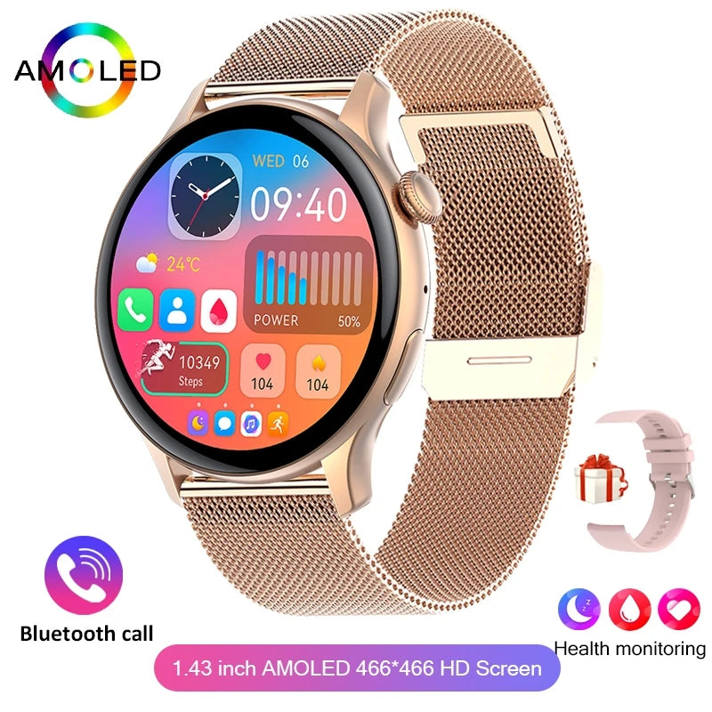 AMOLED NFC Smart Watch for Women - Bluetooth Call Health Monitor