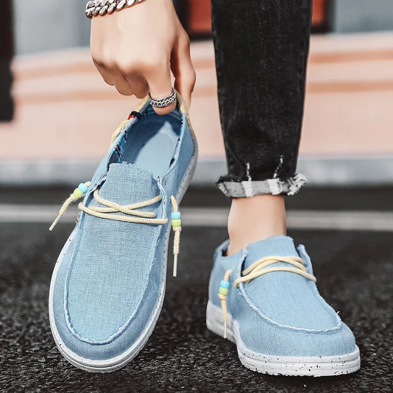 Mens Breathable Canvas Boat Shoes