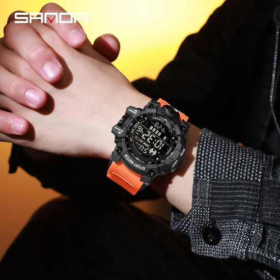 SANDA Silicone Strap Digital Chronograph Watch - 5Bar Water Resistant