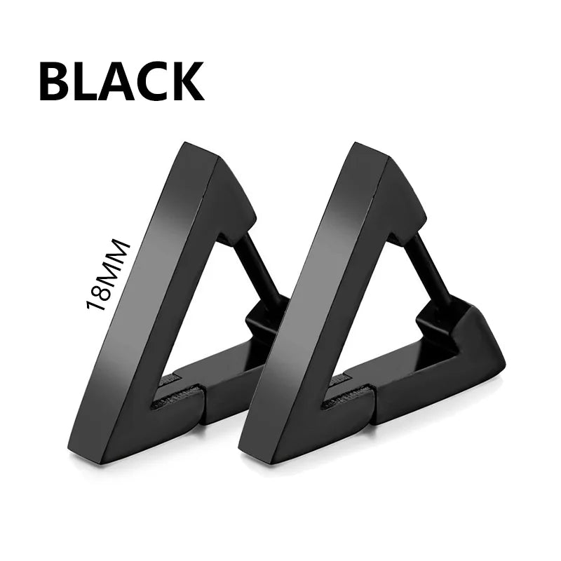Black Stainless Steel Stud Earrings - Punk Gothic Unisex Pair