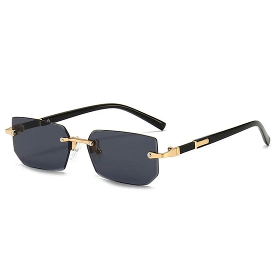Trendy Rimless Rectangle Sunglasses - UV400 Travel Eyewear
