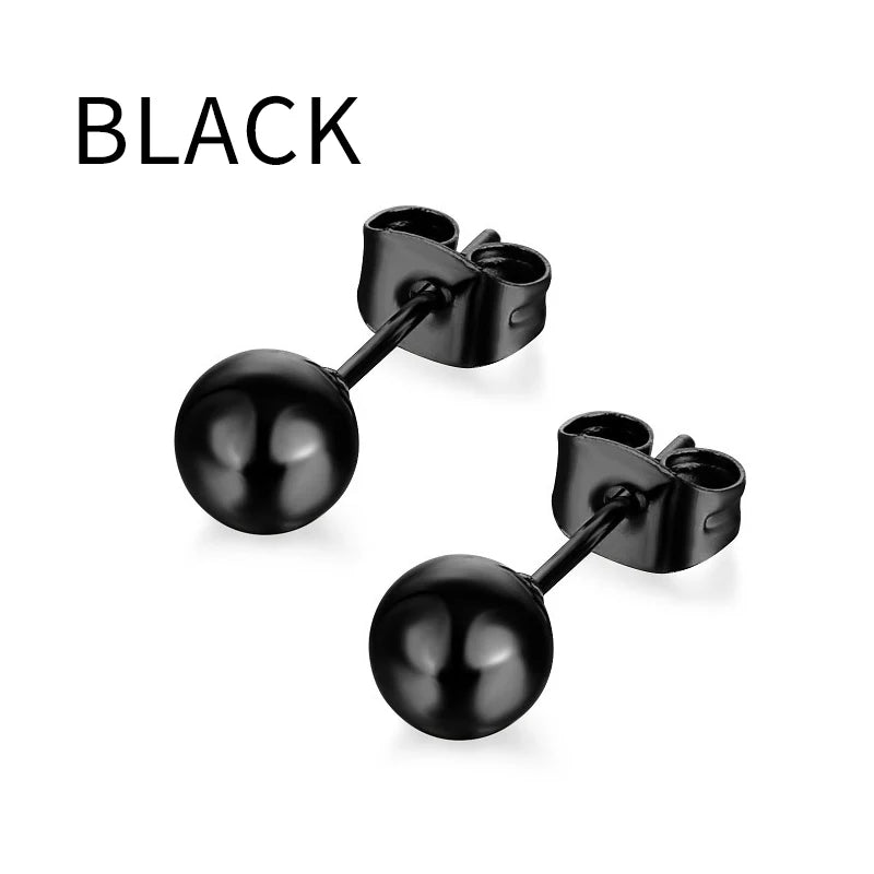 Black Stainless Steel Stud Earrings - Punk Gothic Unisex Pair