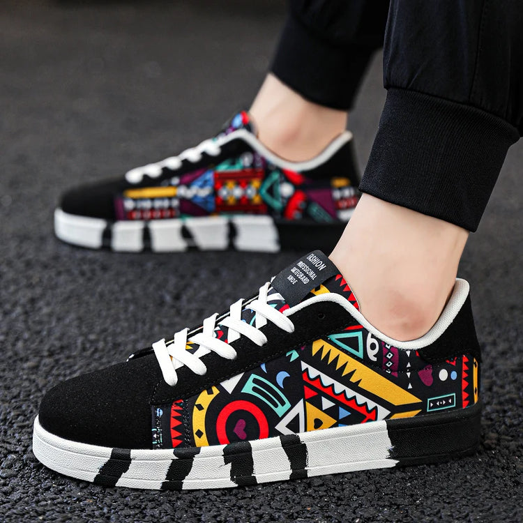 Mens Graffiti Canvas Sneakers
