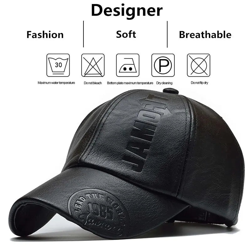 Faux Leather Baseball Cap