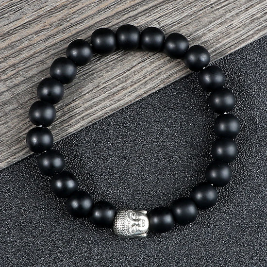 Premium Volcanic Lava Stone Buddha Bracelet - Natural Beaded Prayer Jewelry
