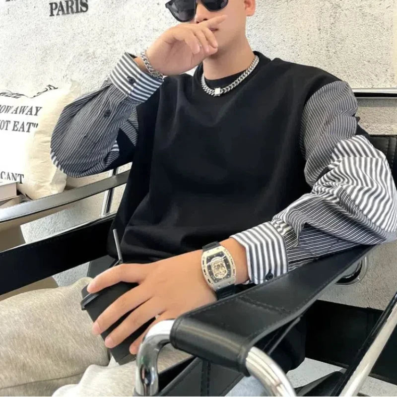 Striped Patchwork Sweatshirt