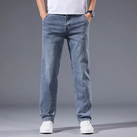 Premium Men's Straight Fit Denim Pants - Vintage Business Casual