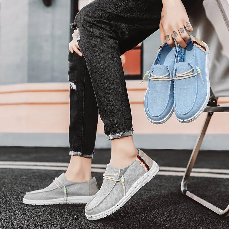 Mens Breathable Canvas Boat Shoes