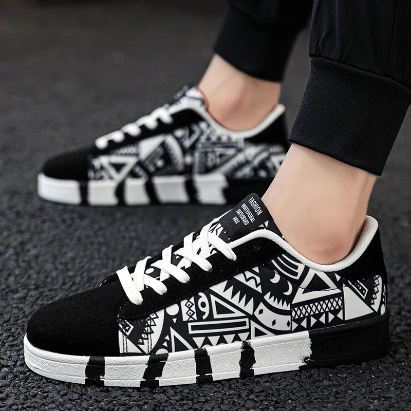 Mens Graffiti Canvas Sneakers