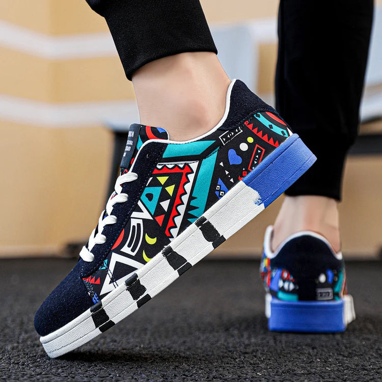 Mens Graffiti Canvas Sneakers