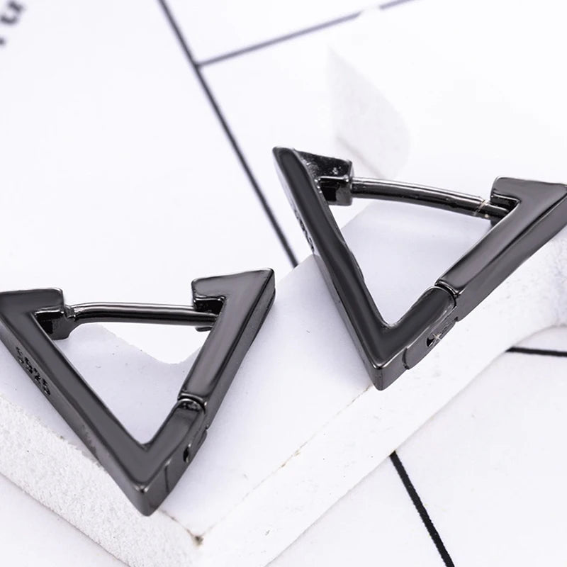 Black Stainless Steel Stud Earrings - Punk Gothic Unisex Pair