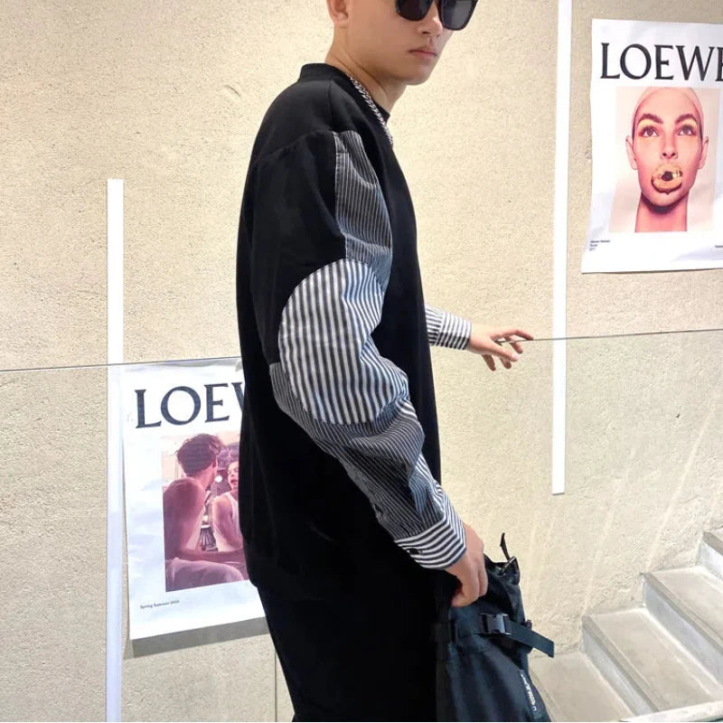 Striped Patchwork Sweatshirt