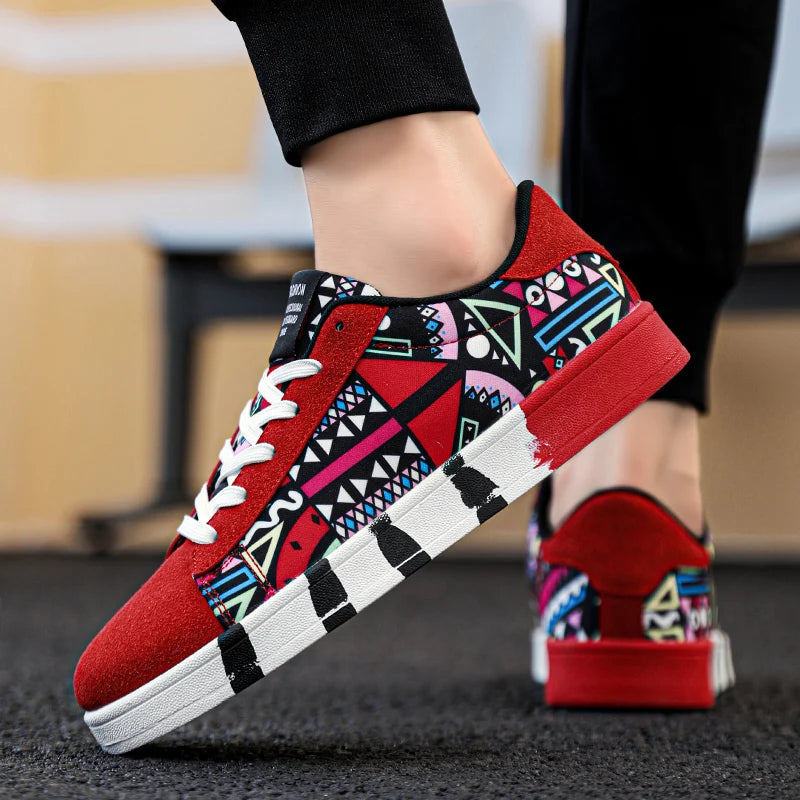 Mens Graffiti Canvas Sneakers