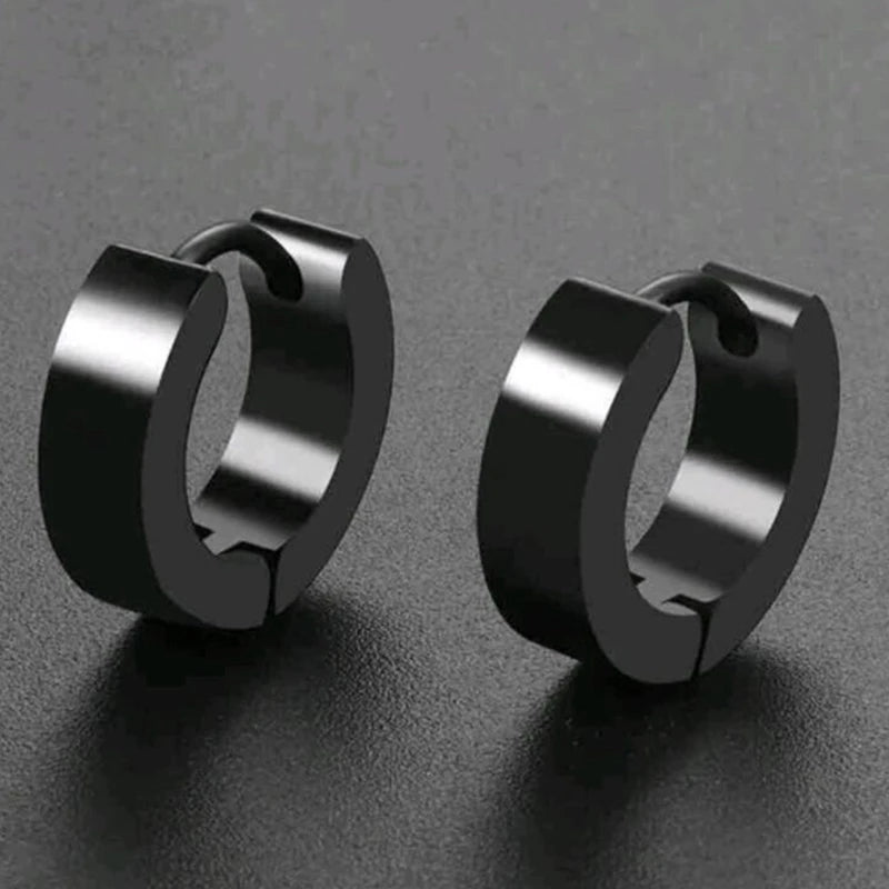 Black Stainless Steel Stud Earrings - Punk Gothic Unisex Pair