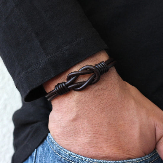 Genuine Leather Celtic Knot Infinity Bracelet - Meaningful Gift for Men