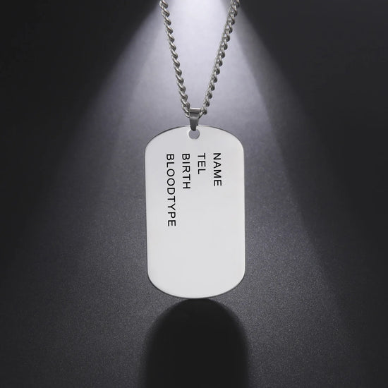 Custom Stainless Steel Military Dog Tag Necklace - Personalized Tactical Pendant