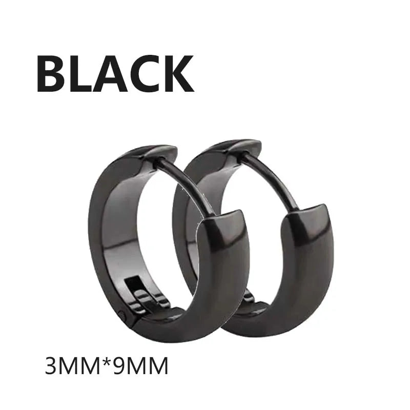 Black Stainless Steel Stud Earrings - Punk Gothic Unisex Pair