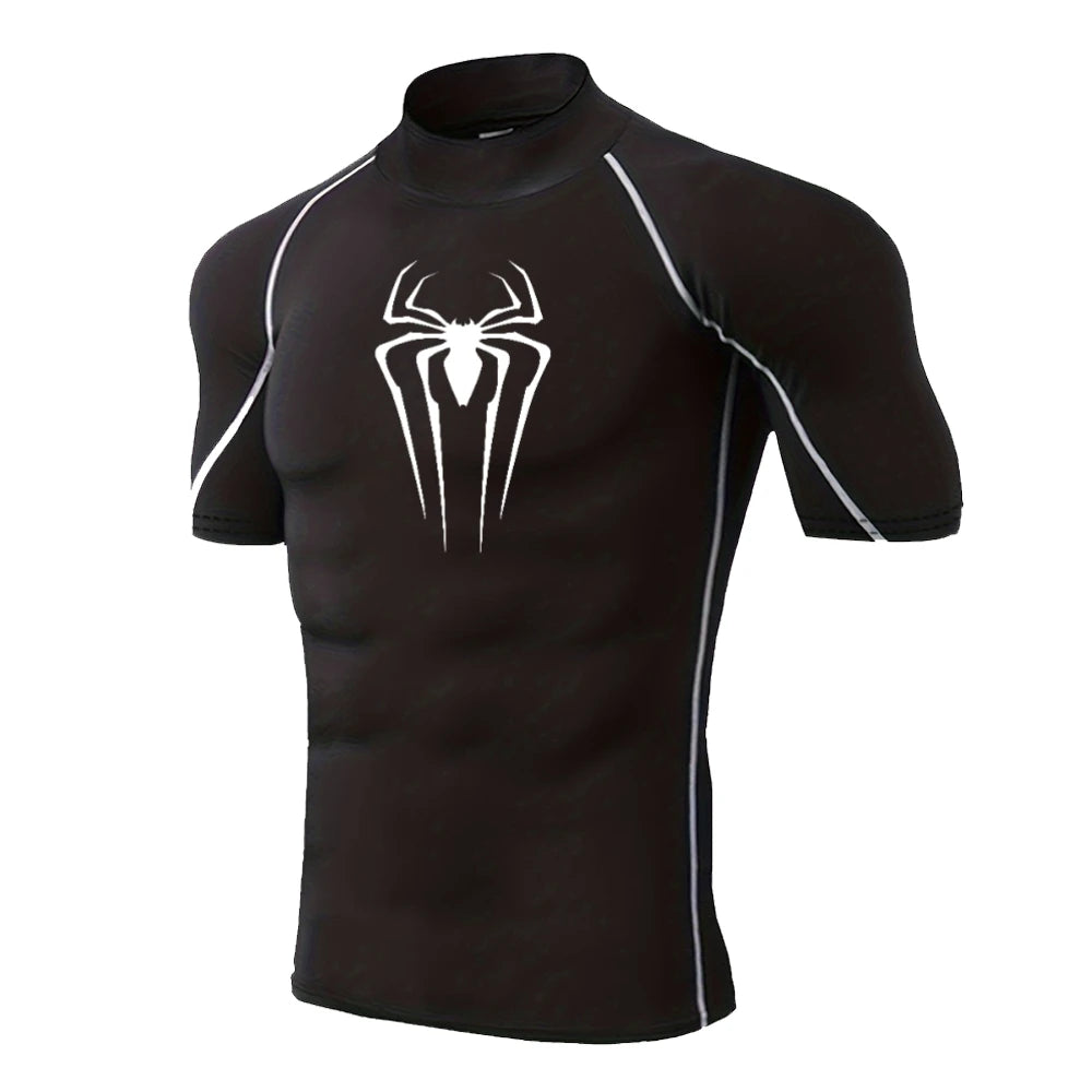 Mens Spider Print Compression Shirt