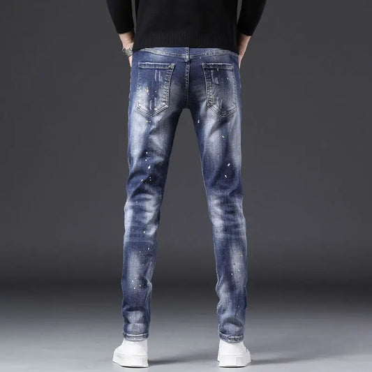Premium Men's Ripped Stretch Jeans - Slim Streetwear Fit