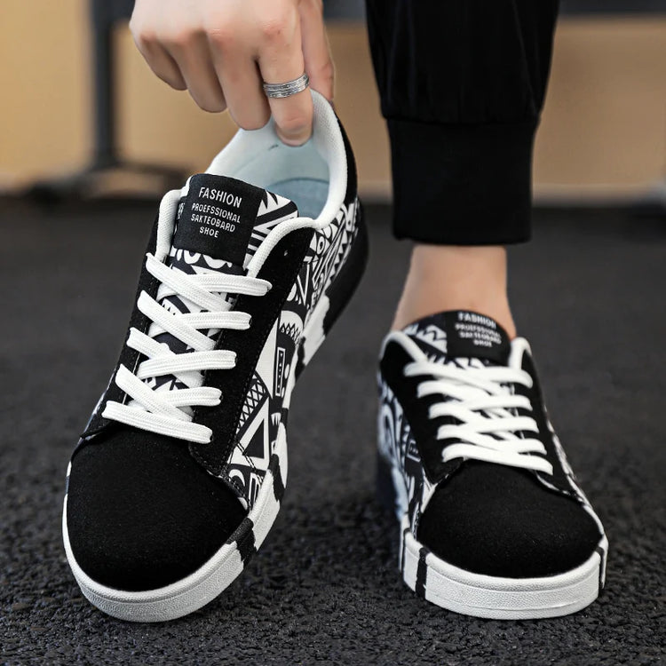 Mens Graffiti Canvas Sneakers