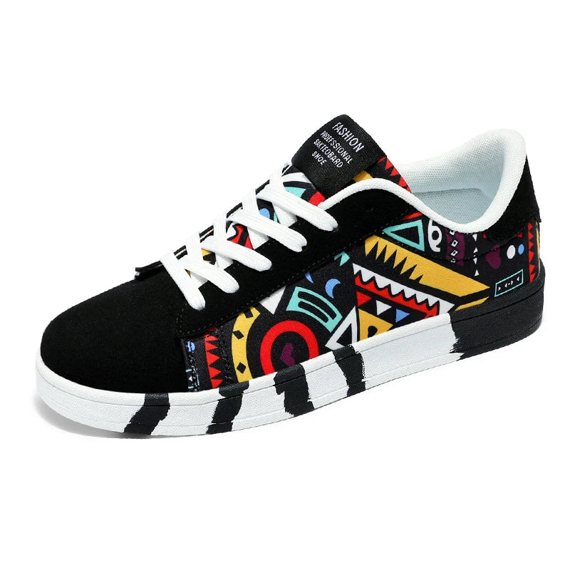 Mens Graffiti Canvas Sneakers