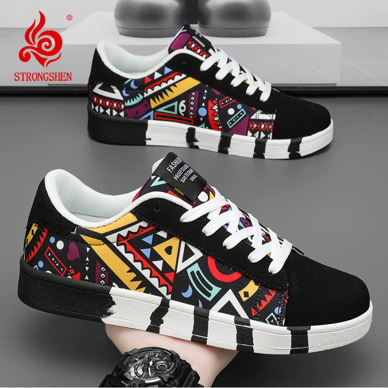 Mens Graffiti Canvas Sneakers