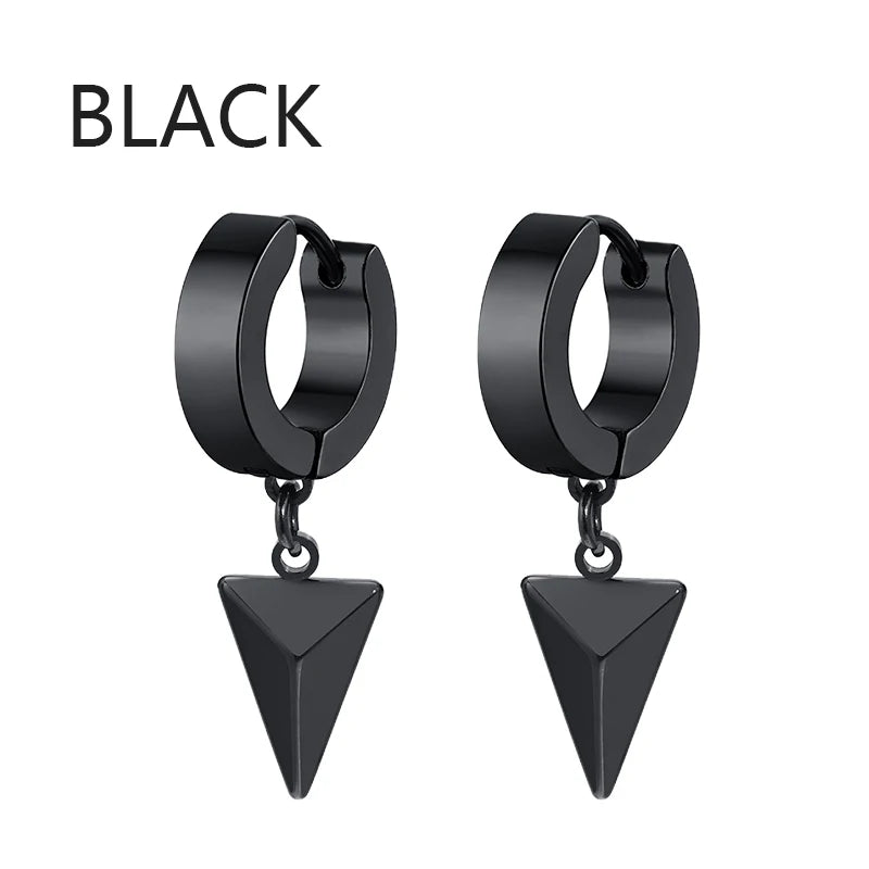 Black Stainless Steel Stud Earrings - Punk Gothic Unisex Pair