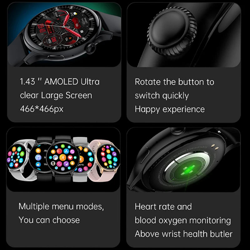 AMOLED NFC Smart Watch for Women - Bluetooth Call Health Monitor