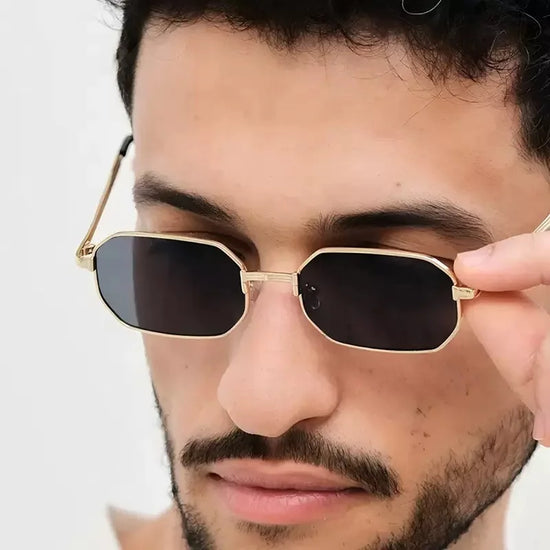 Oversized Square Metal Sunglasses - Retro Fashion Eyewear