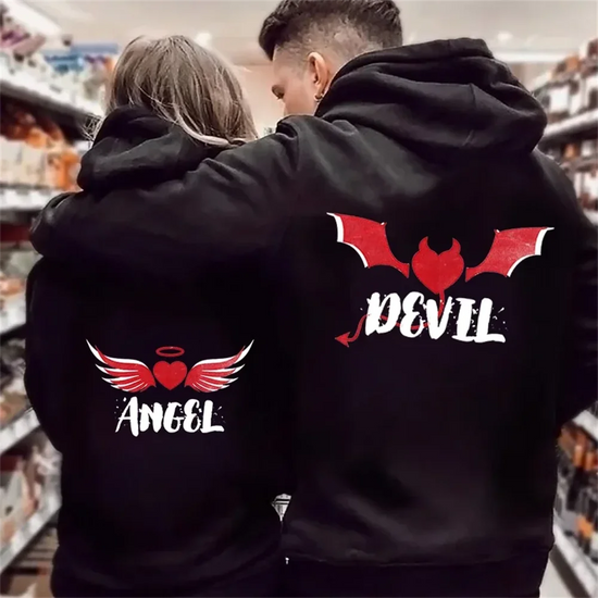 Angel and Demon Couple Hoodies