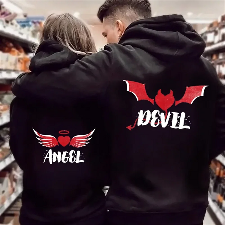 Angel and Demon Couple Hoodies